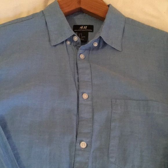 H&M Chambray Regular Fit Button Down sz S - Picture 11 of 14